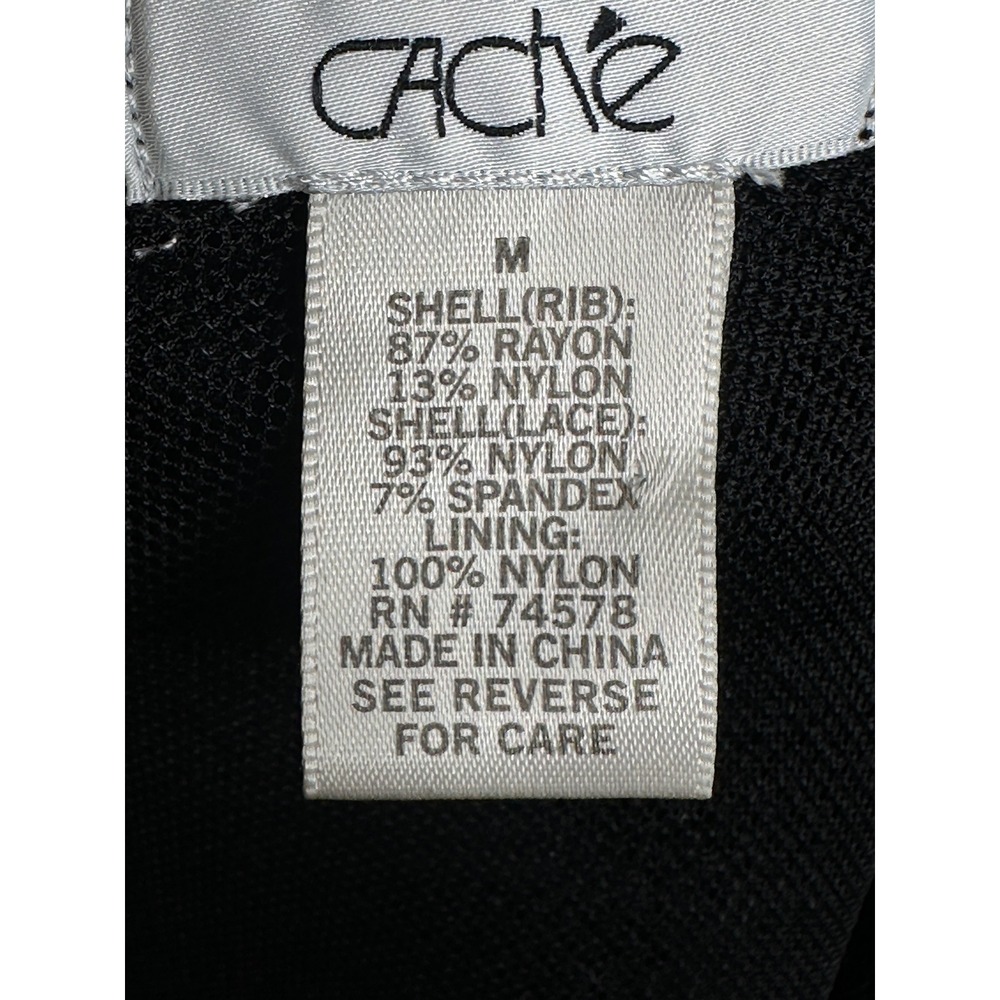 VTG Cache Cardigan Medium Black Sheer Lace Mesh V-Neck Button Front L/S Y2K 90s - Picture 7 of 8